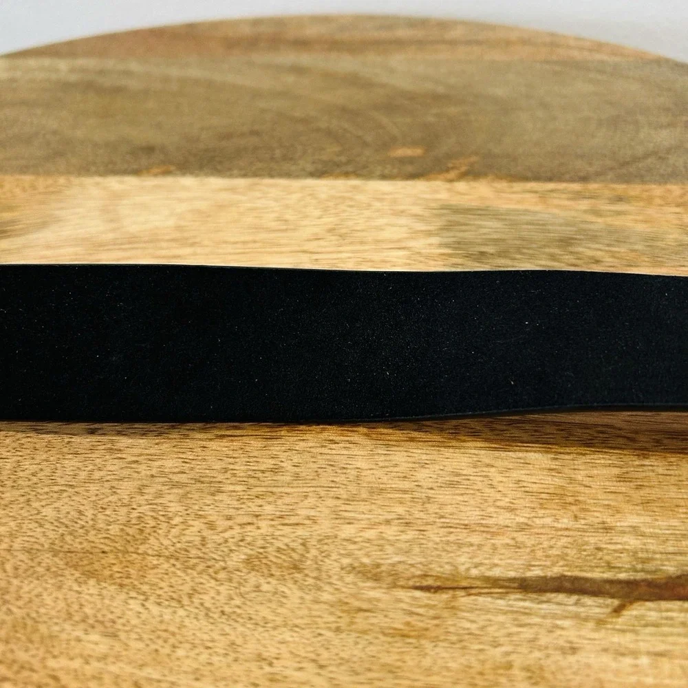AllSaints Leather Flat Belt Black Warm Brass Men's Large 45